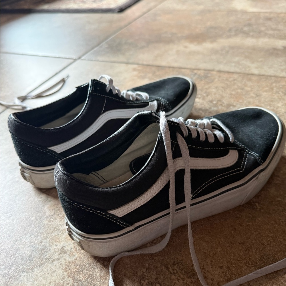 Vans Black and White Low-Tops platform